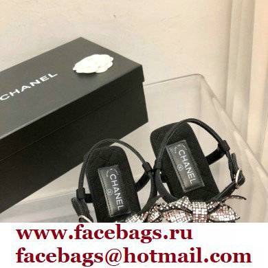 Chanel Grosgrain and Jewelry Bow Sandals G38853 Black 2022