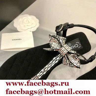 Chanel Grosgrain and Jewelry Bow Sandals G38853 Black 2022