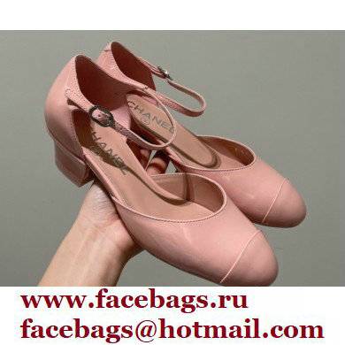Chanel Heel 3cm Open Shoes G38571 Patent Pink 2022 - Click Image to Close
