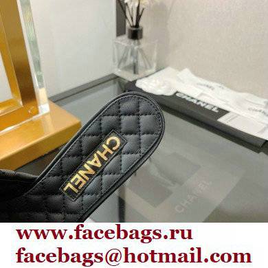 Chanel Heel 5cm Chain Lambskin and Jewelry Mules Black 2022