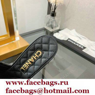 Chanel Heel 8.5cm Chain Lambskin and Jewelry Mules Black 2022