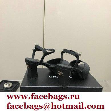 Chanel Heel Platform Sandals G38958 Grosgrain Black 2022