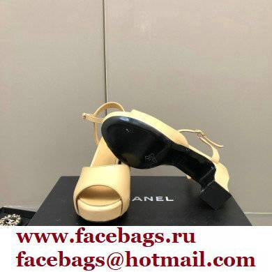 Chanel Heel Platform Sandals G38958 Leather Beige 2022 - Click Image to Close