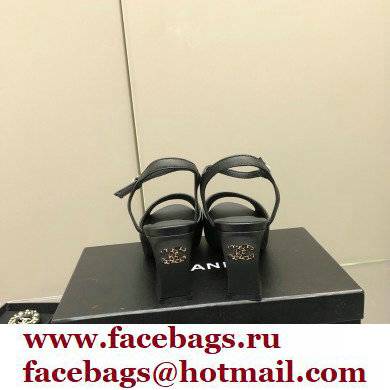 Chanel Heel Platform Sandals G38958 Leather Black 2022