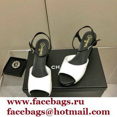 Chanel Heel Platform Sandals G38958 Leather White 2022