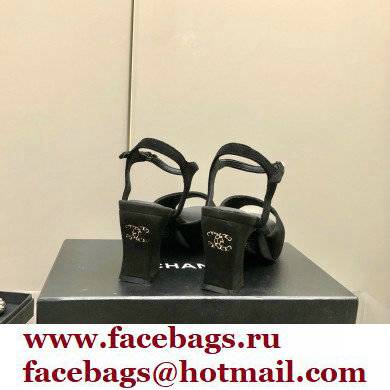 Chanel Heel Platform Sandals G38958 Velvet Black 2022