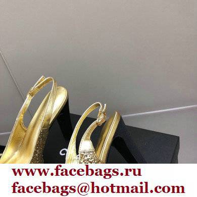 Chanel Heel Platform Slingbacks Glitter Gold 2022 - Click Image to Close