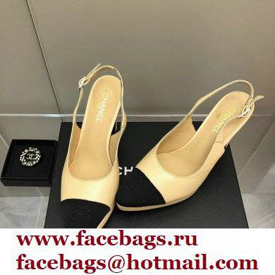 Chanel Heel Platform Slingbacks Leather Beige 2022