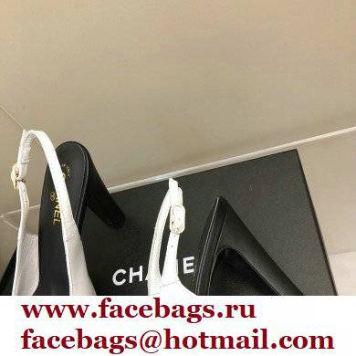 Chanel Heel Platform Slingbacks Leather White 2022 - Click Image to Close