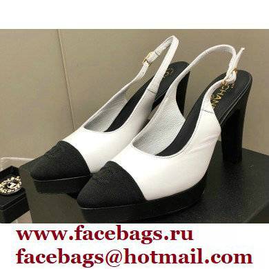 Chanel Heel Platform Slingbacks Leather White 2022