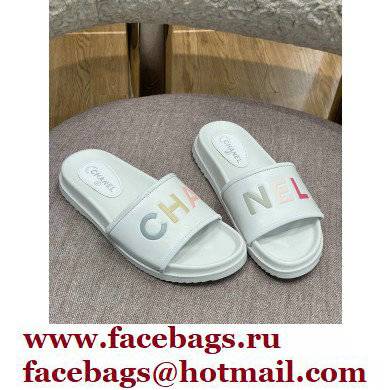 Chanel Lambskin Mules G38933 White 2022 - Click Image to Close