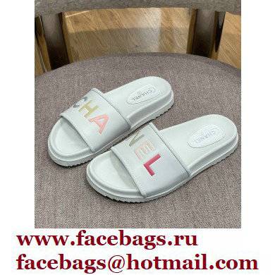 Chanel Lambskin Mules G38933 White 2022 - Click Image to Close