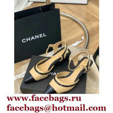 Chanel Lambskin and Patent Calfskin Open Shoes Pumps G38846 Beige 2022