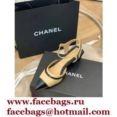 Chanel Lambskin and Patent Calfskin Open Shoes Pumps G38846 Beige 2022