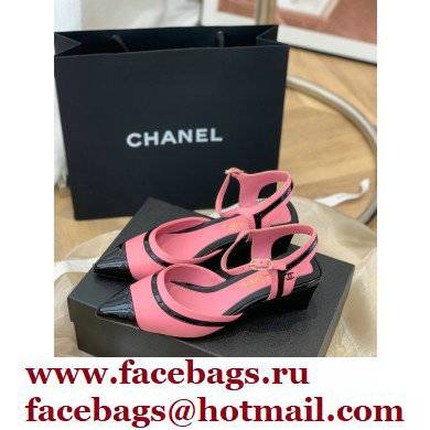 Chanel Lambskin and Patent Calfskin Open Shoes Pumps G38846 Pink 2022