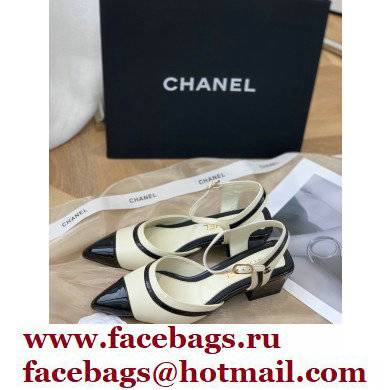 Chanel Lambskin and Patent Calfskin Open Shoes Pumps G38846 White 2022