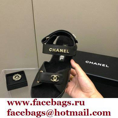 Chanel Logo Platform Sandals Black 2022 - Click Image to Close