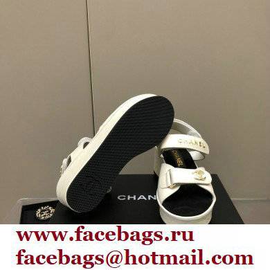 Chanel Logo Platform Sandals White 2022 - Click Image to Close