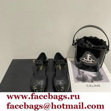 Chanel Patent Quilting Open Shoes Black 2022