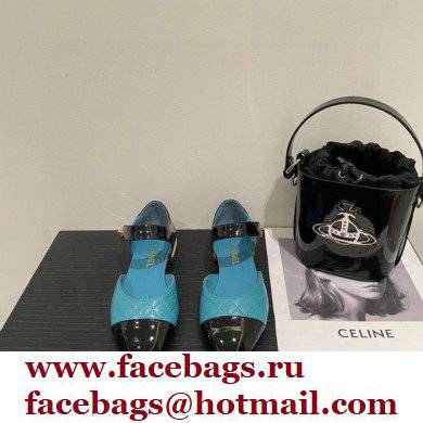 Chanel Patent Quilting Open Shoes Blue 2022 - Click Image to Close
