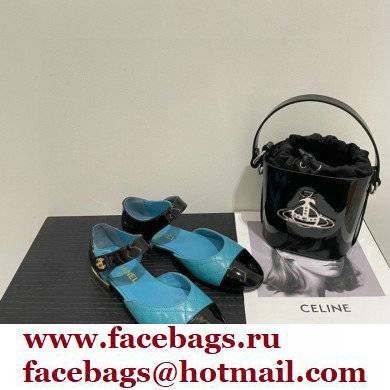 Chanel Patent Quilting Open Shoes Blue 2022 - Click Image to Close