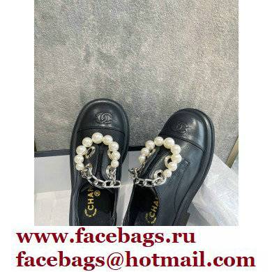 Chanel Pearl and Chain Loafers Black 2022 - Click Image to Close