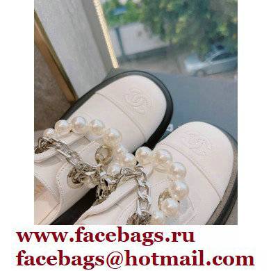 Chanel Pearl and Chain Loafers White 2022 - Click Image to Close
