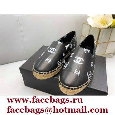 Chanel Printed Lambskin Espadrilles G38628 Black 2022 - Click Image to Close