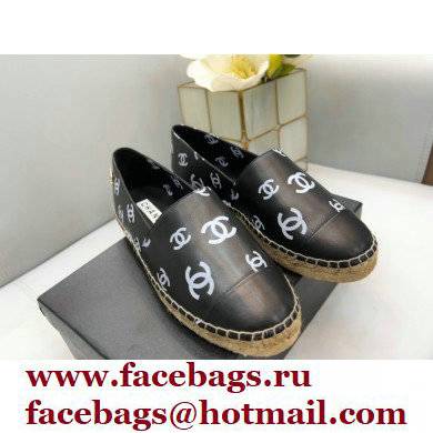 Chanel Printed Lambskin Espadrilles G38628 Black 2022 - Click Image to Close