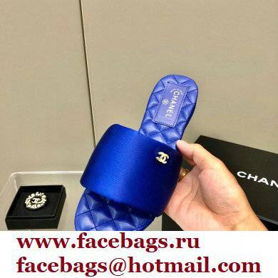 Chanel Satin Mules G38858 Blue 2022