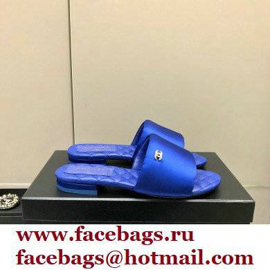 Chanel Satin Mules G38858 Blue 2022 - Click Image to Close