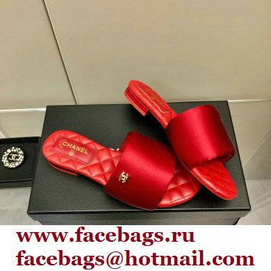 Chanel Satin Mules G38858 Red 2022