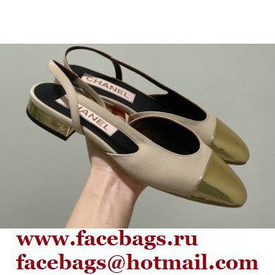 Chanel Slingbacks G31319 Beige/Gold 2022 - Click Image to Close