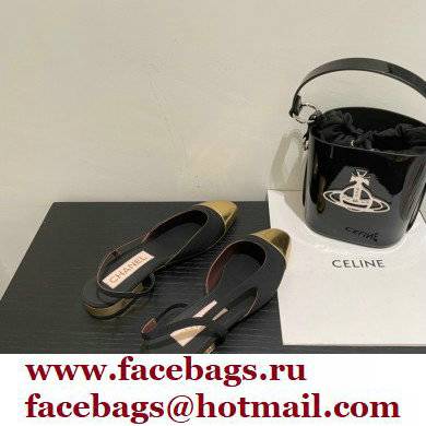 Chanel Slingbacks G31319 Black/Gold 2022 - Click Image to Close