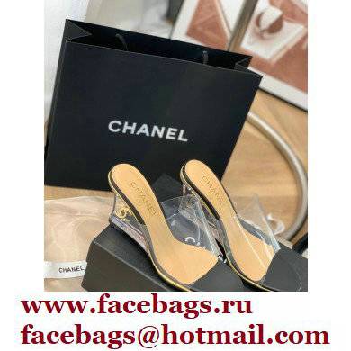 Chanel Transparent PVC Wedge Mules Black 2022