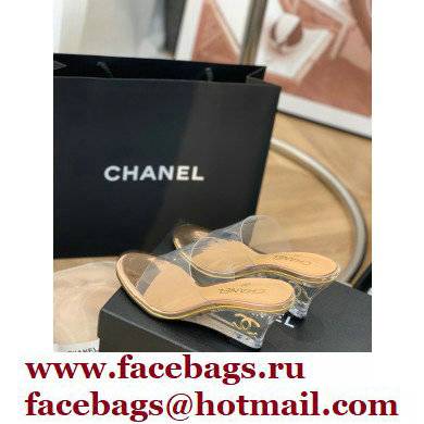 Chanel Transparent PVC Wedge Mules Gold 2022