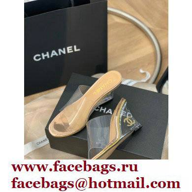 Chanel Transparent PVC Wedge Mules Gold 2022