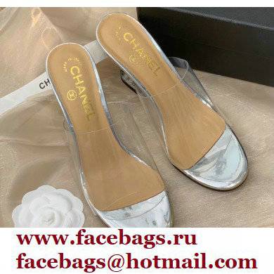 Chanel Transparent PVC Wedge Mules Silver 2022