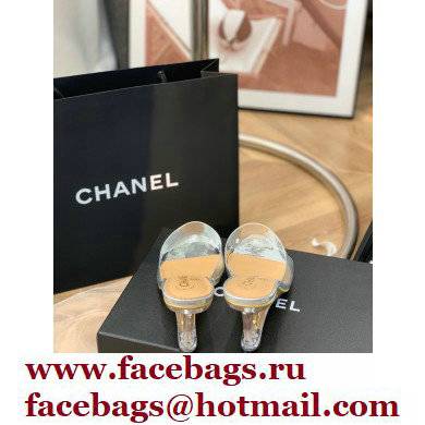 Chanel Transparent PVC Wedge Mules Silver 2022 - Click Image to Close