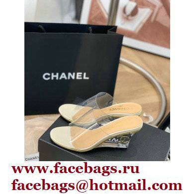 Chanel Transparent PVC Wedge Mules White 2022 - Click Image to Close