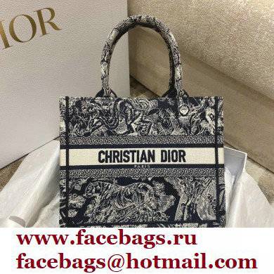 DIOR Blue Toile de Jouy Reverse Embroidery NEW SMALL BOOK TOTE BAG 2022 - Click Image to Close