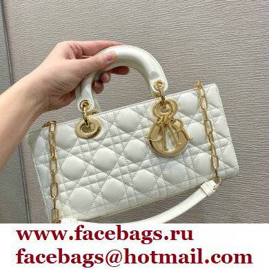 DIOR WHITE SHEEPSKIN LADY D-JOY BAG WITH GOLD HARDWARE - Click Image to Close