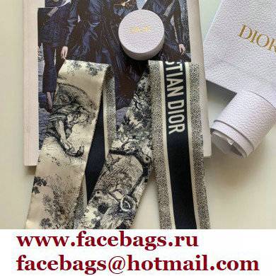 Dior Ivory and black Silk Twill Toile de Jouy Sauvage Mitzah Scarf 2022 - Click Image to Close