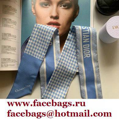 Dior blue Des Vents and White Silk Twill 30 Montaigne Mitzah Scarf 2022 - Click Image to Close