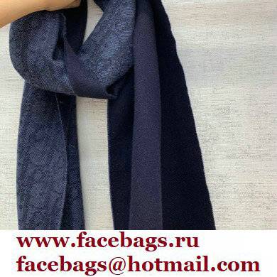 Dior men's Blue and Navy Blue Cashmere and Wool Oblique Double-Sided Scarf 2022