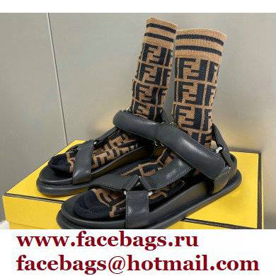 Fendi Feel Sandals Leather Black with Wide Bands 2022