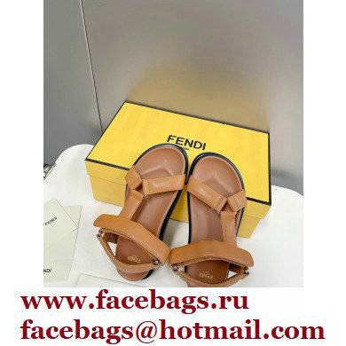 Fendi Feel Sandals Leather Brown with Wide Bands 2022 - Click Image to Close
