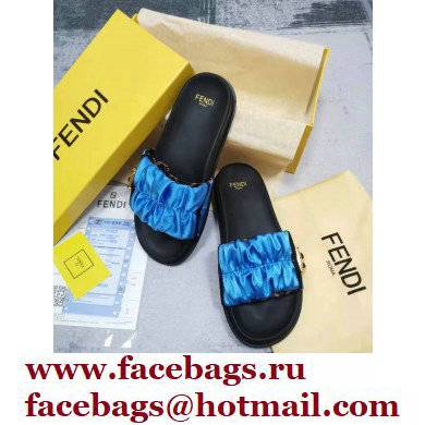 Fendi Feel Satin Slides Blue 2022 - Click Image to Close
