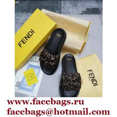 Fendi Feel Satin Slides FF motif Brown 2022 - Click Image to Close