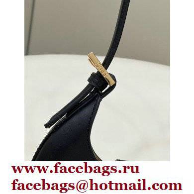 Fendi leather Cookie Mini Hobo Bag Black 2022